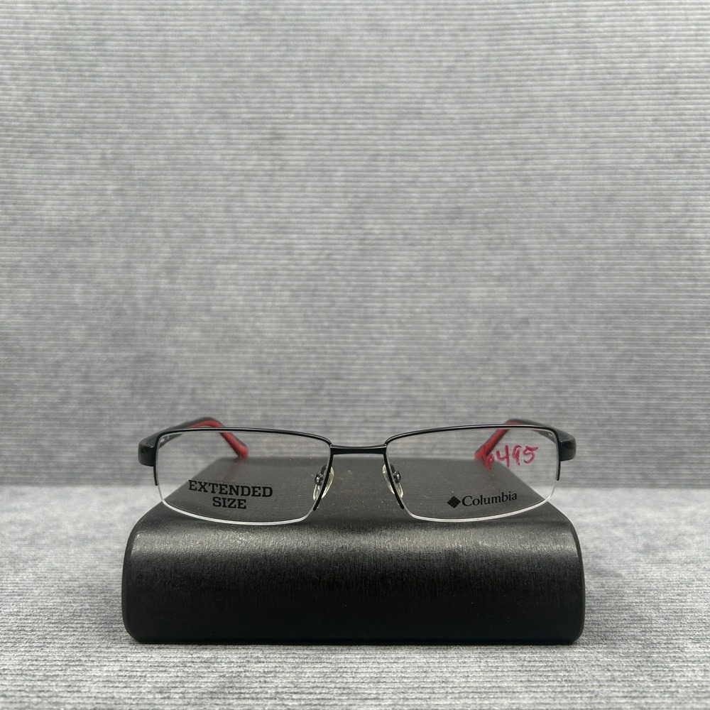 Columbia Big Horn C01 Black Red Semi Rimless Y2kEyeglass Frames Extended
